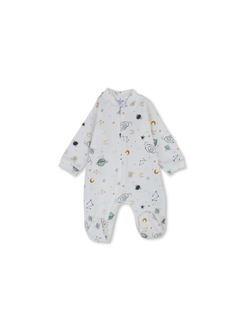 Bubble Boom Unisex Baby Cotton Baby Bodysuit – Off-White with Planets Print - Image 5